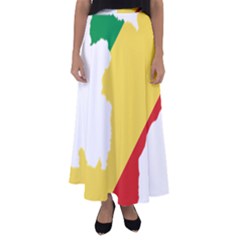 Congo Flag Map Geography Outline Flared Maxi Skirt