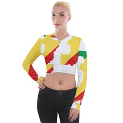 Congo Flag Map Geography Outline Long Sleeve Cropped Velvet Jacket