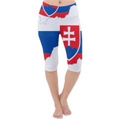 Slovakia Country Europe Flag Lightweight Velour Cropped Yoga Leggings by Sapixe