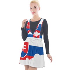 Slovakia Country Europe Flag Plunge Pinafore Velour Dress by Sapixe