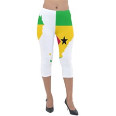 Sao Tome Principe Flag Map Lightweight Velour Capri Leggings  by Sapixe