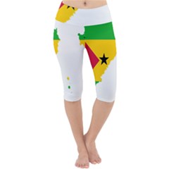 Sao Tome Principe Flag Map Lightweight Velour Cropped Yoga Leggings