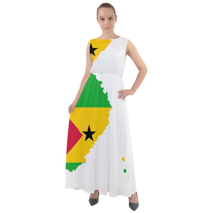 Sao Tome Principe Flag Map Chiffon Mesh Boho Maxi Dress