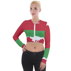 Belarus Country Europe Flag Long Sleeve Cropped Velvet Jacket