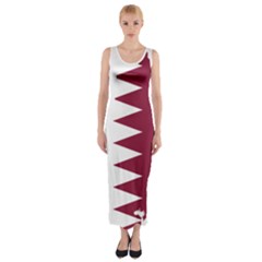 Borders Country Flag Geography Map Qatar Fitted Maxi Dress