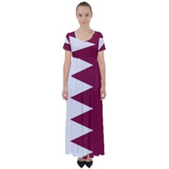 Borders Country Flag Geography Map Qatar High Waist Short Sleeve Maxi Dress