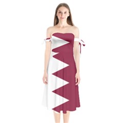 Borders Country Flag Geography Map Qatar Shoulder Tie Bardot Midi Dress