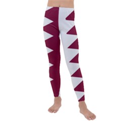 Borders Country Flag Geography Map Qatar Kids  Lightweight Velour Leggings by Sapixe