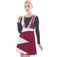 Borders Country Flag Geography Map Qatar Plunge Pinafore Velour Dress by Sapixe