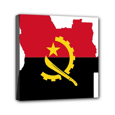 Angola Flag Map Geography Outline Mini Canvas 6  X 6  (stretched) by Sapixe