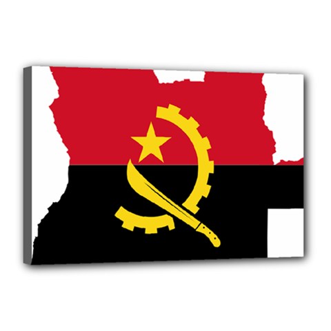 Angola Flag Map Geography Outline Canvas 18  X 12  (stretched)