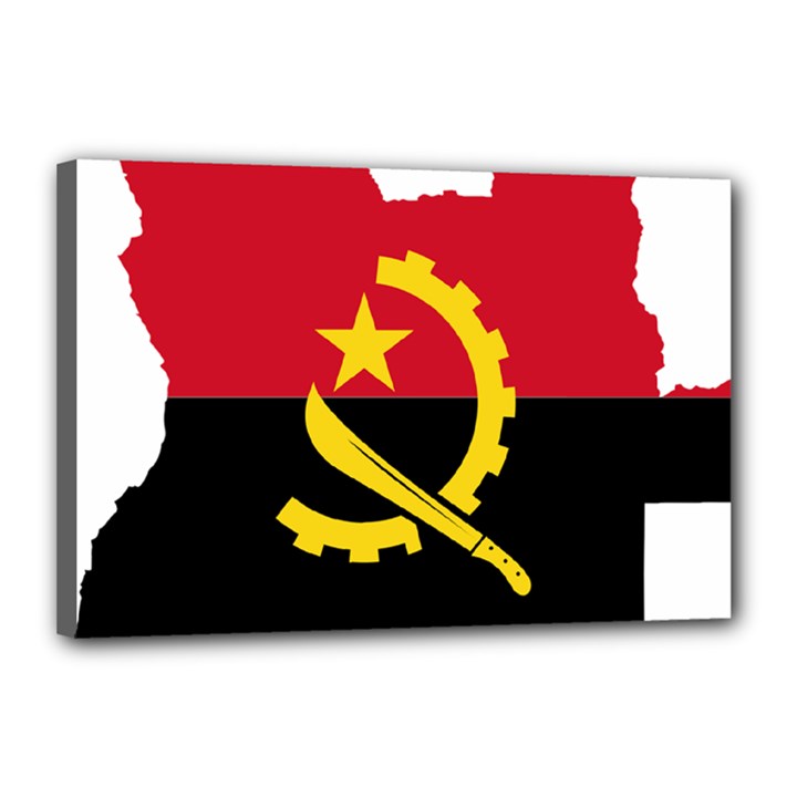 Angola Flag Map Geography Outline Canvas 18  x 12  (Stretched)