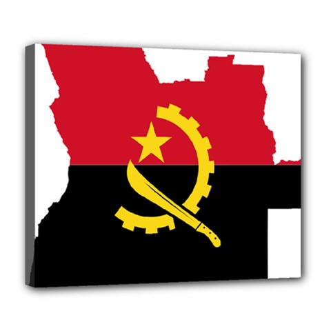 Angola Flag Map Geography Outline Deluxe Canvas 24  X 20  (stretched) by Sapixe