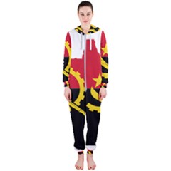 Angola Flag Map Geography Outline Hooded Jumpsuit (ladies)  by Sapixe