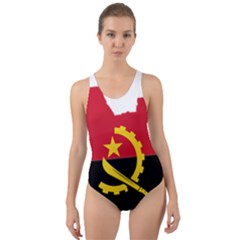 Angola Flag Map Geography Outline Cut-out Back One Piece Swimsuit by Sapixe