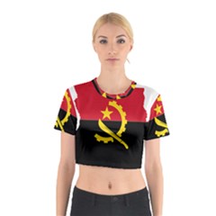 Angola Flag Map Geography Outline Cotton Crop Top by Sapixe