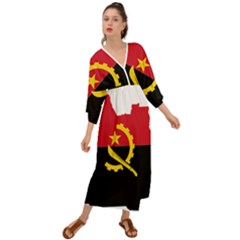 Angola Flag Map Geography Outline Grecian Style  Maxi Dress by Sapixe