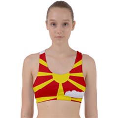 Macedonia Country Europe Flag Back Weave Sports Bra