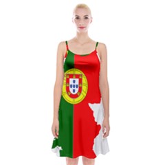 Portugal Flag Borders Cartography Spaghetti Strap Velvet Dress