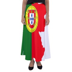 Portugal Flag Borders Cartography Flared Maxi Skirt