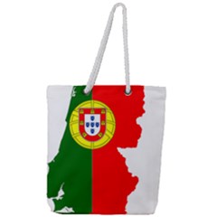 Portugal Flag Borders Cartography Full Print Rope Handle Tote (large) by Sapixe