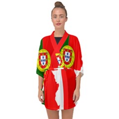 Portugal Flag Borders Cartography Half Sleeve Chiffon Kimono by Sapixe