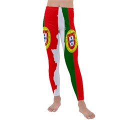 Portugal Flag Borders Cartography Kids  Lightweight Velour Leggings by Sapixe