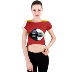 Swaziland Flag Map Geography Crew Neck Crop Top by Sapixe