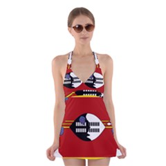 Swaziland Flag Map Geography Halter Dress Swimsuit 