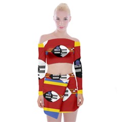 Swaziland Flag Map Geography Off Shoulder Top With Mini Skirt Set