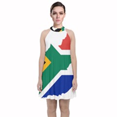 Africa Borders Country Flag Velvet Halter Neckline Dress  by Sapixe