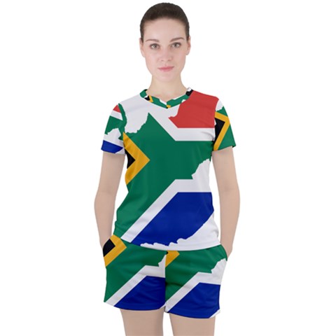 Africa Borders Country Flag Women s Tee And Shorts Set by Sapixe