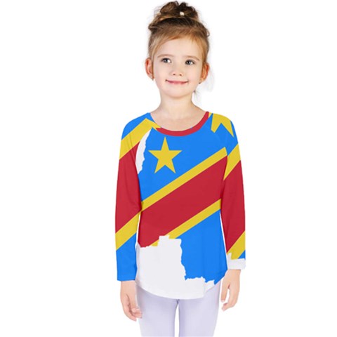 Democratic Republic Of The Congo Flag Kids  Long Sleeve Tee by Sapixe