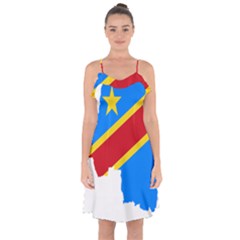 Democratic Republic Of The Congo Flag Ruffle Detail Chiffon Dress