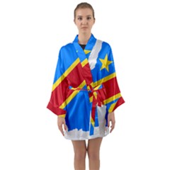 Democratic Republic Of The Congo Flag Long Sleeve Kimono Robe by Sapixe