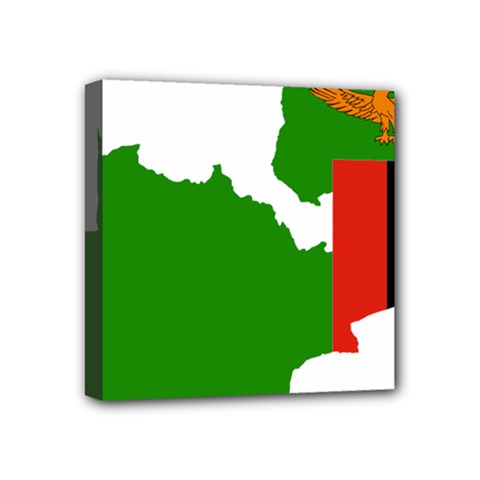Zambia Flag Map Geography Outline Mini Canvas 4  X 4  (stretched)