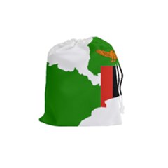 Zambia Flag Map Geography Outline Drawstring Pouch (medium) by Sapixe