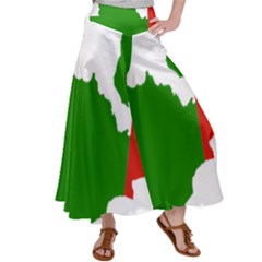 Zambia Flag Map Geography Outline Satin Palazzo Pants