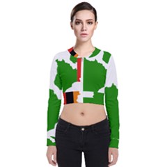 Zambia Flag Map Geography Outline Long Sleeve Zip Up Bomber Jacket by Sapixe