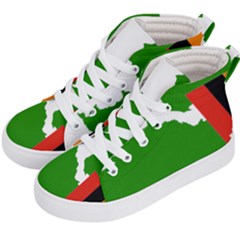 Zambia Flag Map Geography Outline Kids  Hi-top Skate Sneakers