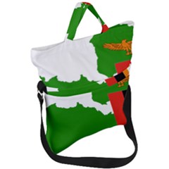 Zambia Flag Map Geography Outline Fold Over Handle Tote Bag by Sapixe