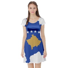 Kosovo Country Europe Flag Borders Short Sleeve Skater Dress by Sapixe