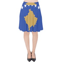 Kosovo Country Europe Flag Borders Velvet High Waist Skirt