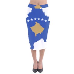 Kosovo Country Europe Flag Borders Velvet Midi Pencil Skirt