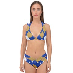 Kosovo Country Europe Flag Borders Double Strap Halter Bikini Set