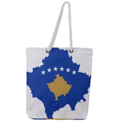 Kosovo Country Europe Flag Borders Full Print Rope Handle Tote (large) by Sapixe