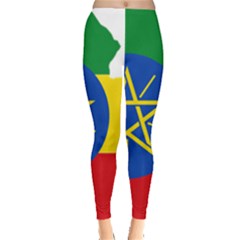 Ethiopia Flag Map Geography Leggings  by Sapixe