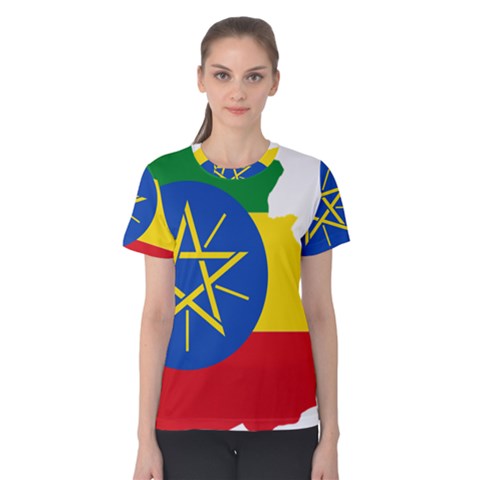 Ethiopia Flag Map Geography Women s Cotton Tee by Sapixe