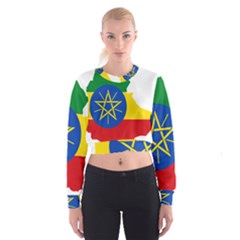 Ethiopia Flag Map Geography Cropped Sweatshirt by Sapixe