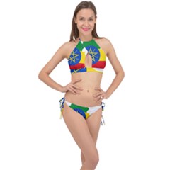 Ethiopia Flag Map Geography Cross Front Halter Bikini Set